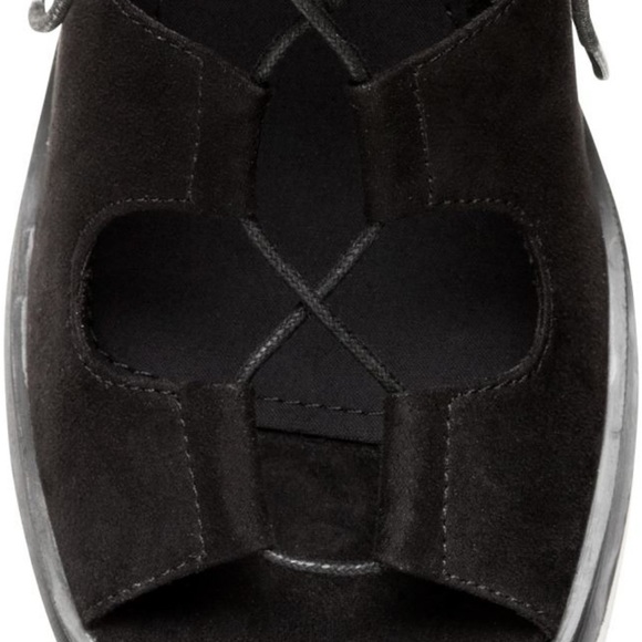 H&M Coachella Boho Black Suede Lace Up Platform Sandals Size 8 - Picture 3 of 13